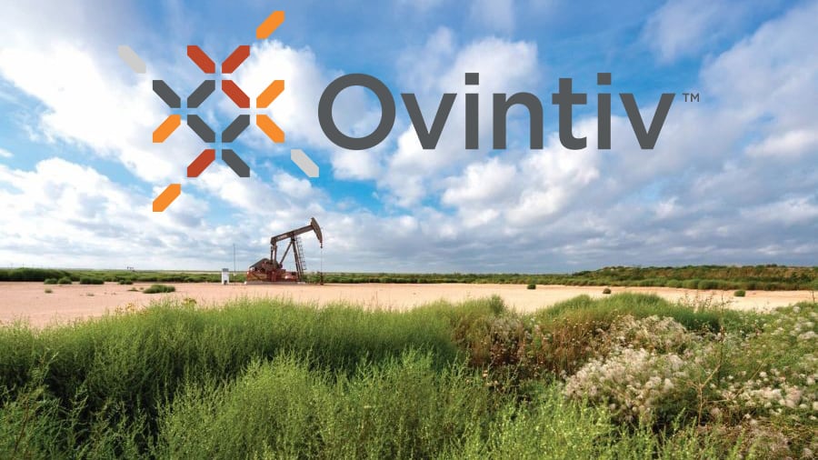 The Ovinitiv logo over an image of the company's operations in the Permian Basin