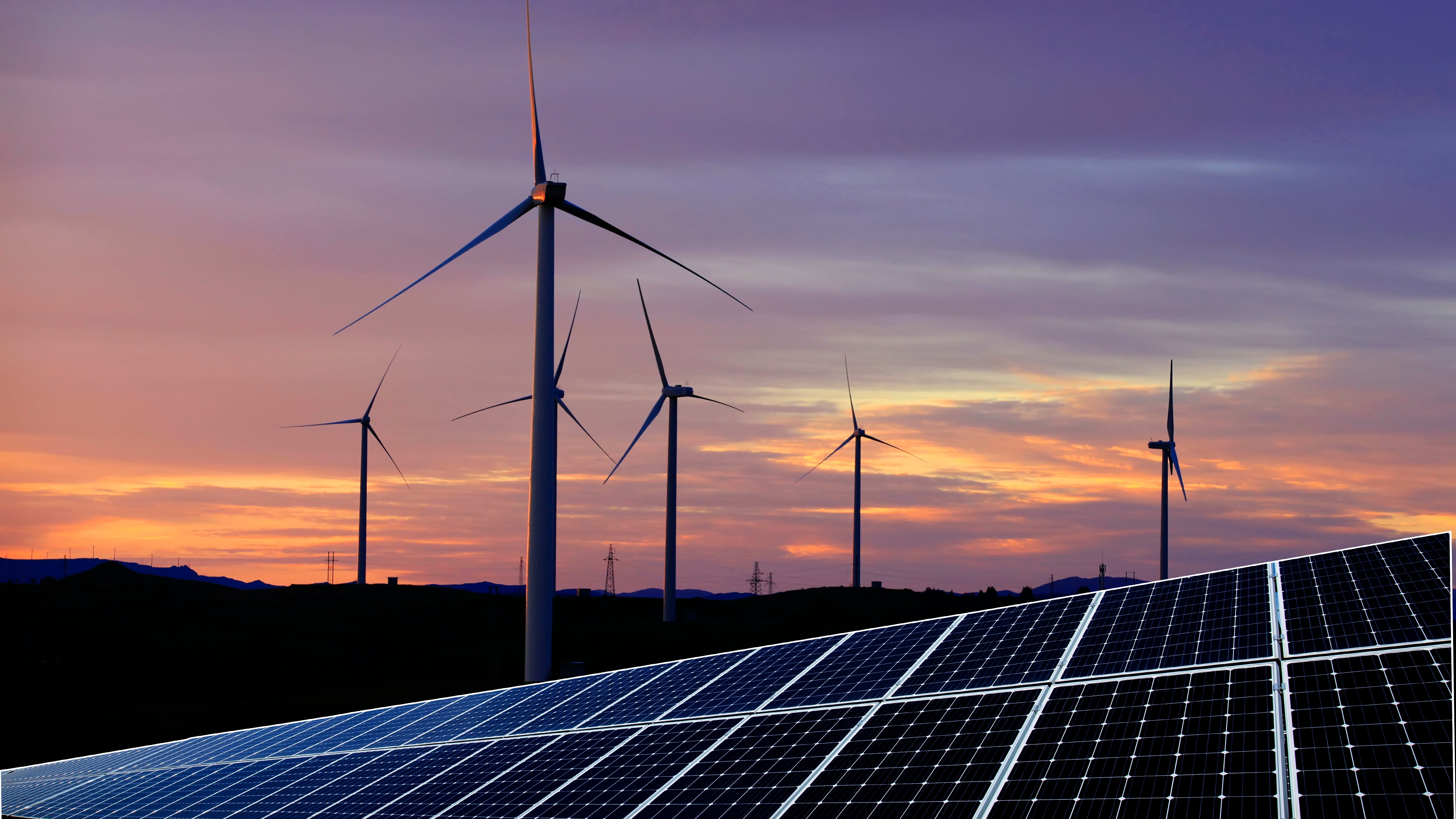 Solar photovoltaic panels and wind turbines