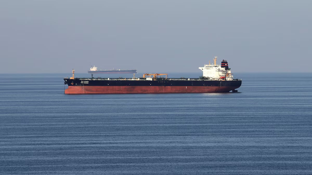 Oil tankers are seen in the Strait of Homuz, a major global shipping lane that has been effectively shut down by Iran.