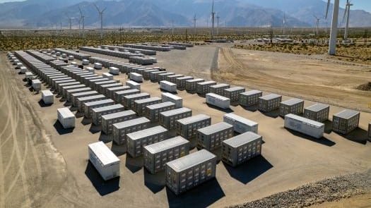 Battery storage array at power plant in the desert near Palm Springs