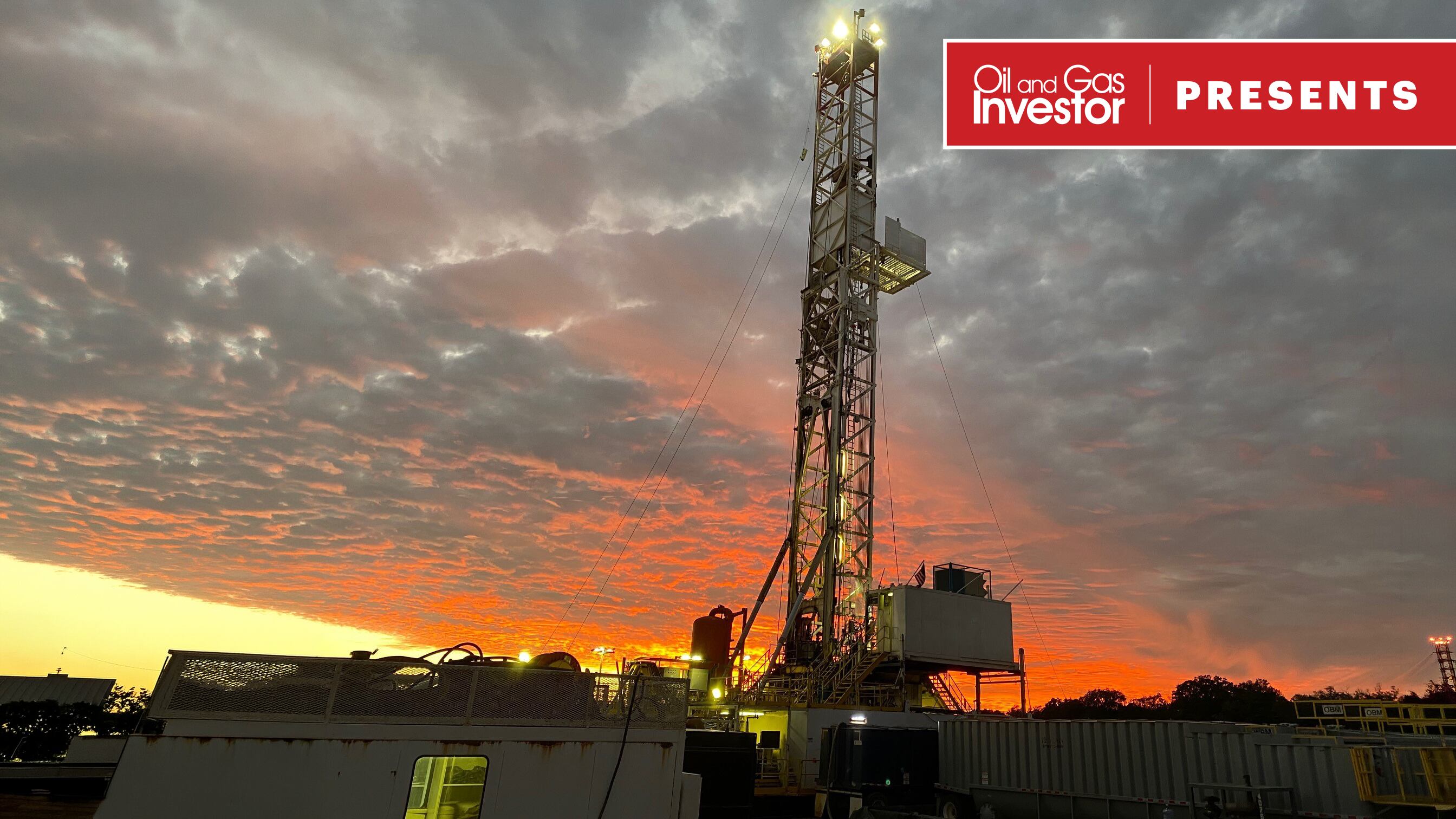 Photo of a Lime Rock Resources rig in Texas's Eagle against a sunset
