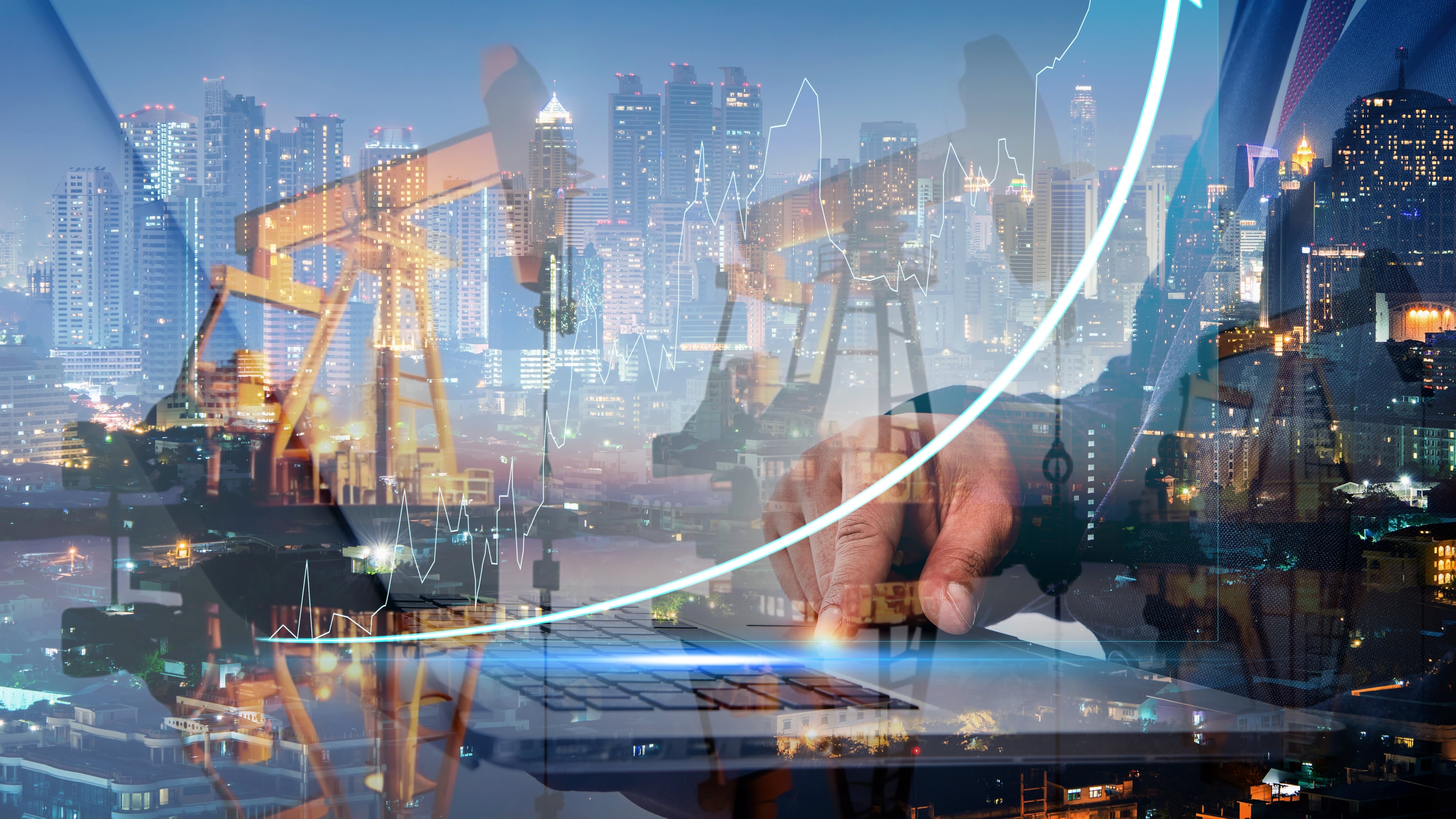 HE-oil and gas rigs in the background amid finance concept image