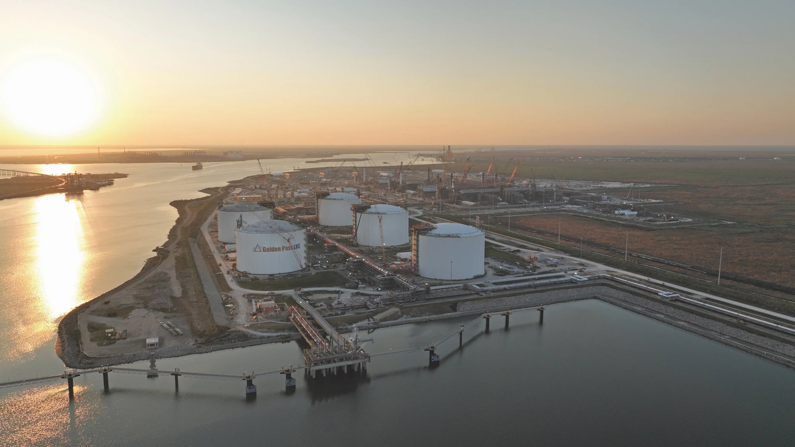 Golden Pass, on the Sabine Pass in Texas, is gearing up to begin production early in 2026.